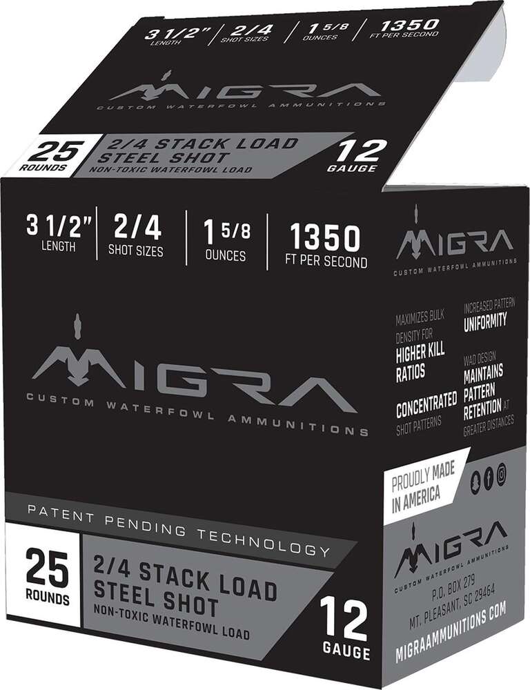 Ammunition Migra Ammunition 1 5/8 oz 12Gauge MIGRA M12LS24   STAXD          12 3.5IN 2-4  25/10